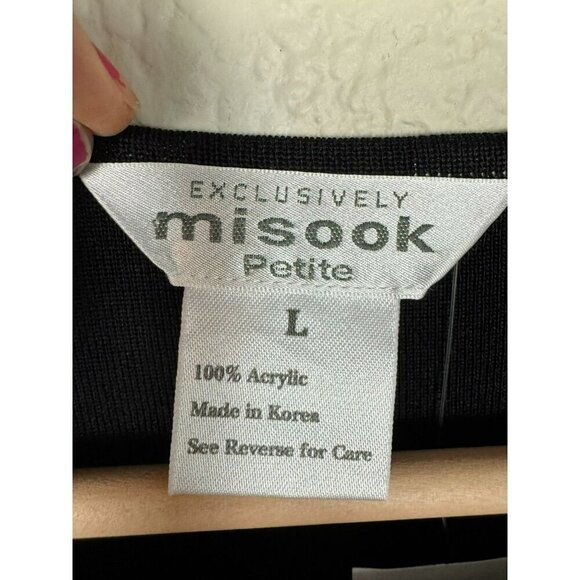 Exclusively MISOOK Dress Size Large Petite Black Short Sleeve Pullover Career - Picture 3 of 7